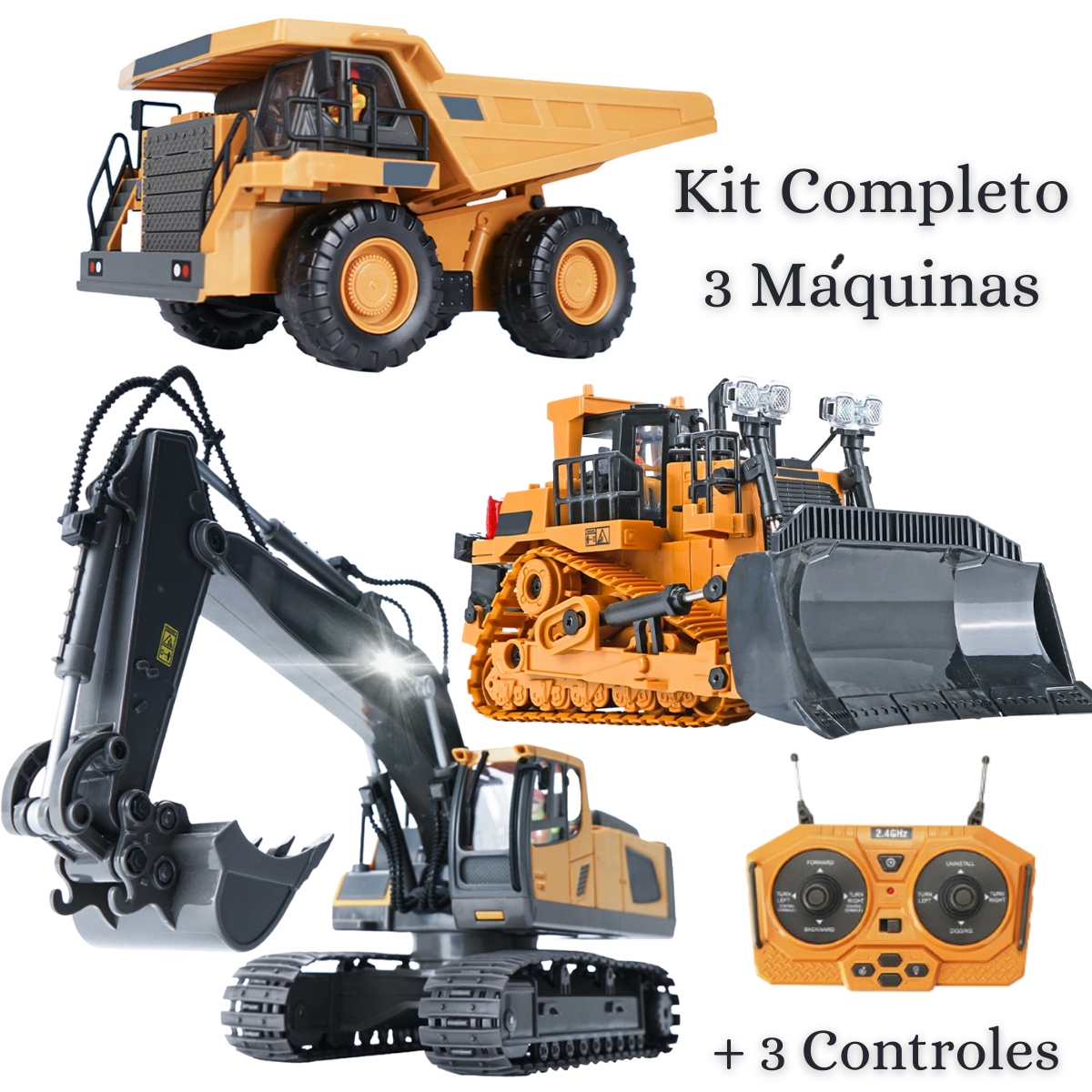 Brinquedo Com Controle Remoto Terraplanagem [Escavadeira/Caminhão/Trator de Esteiras] - Loja Oferta Box